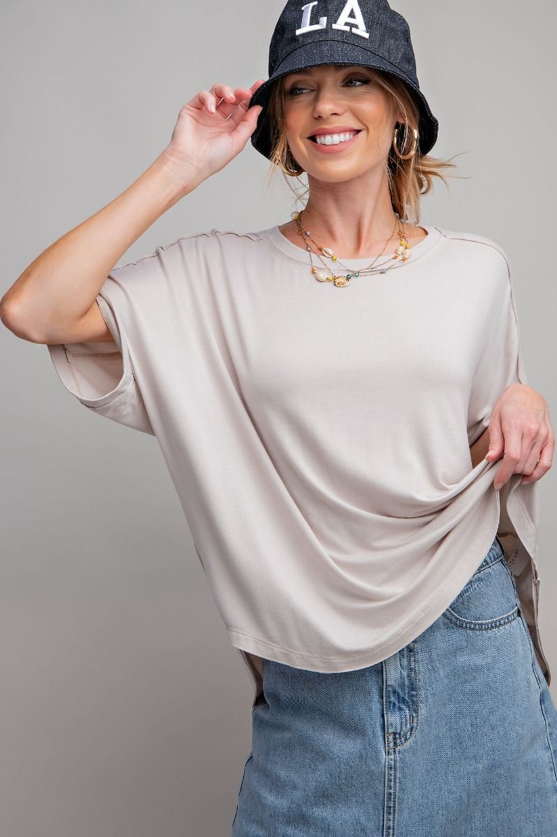 Easel Eggshell Short Sleeve Oversized Tee