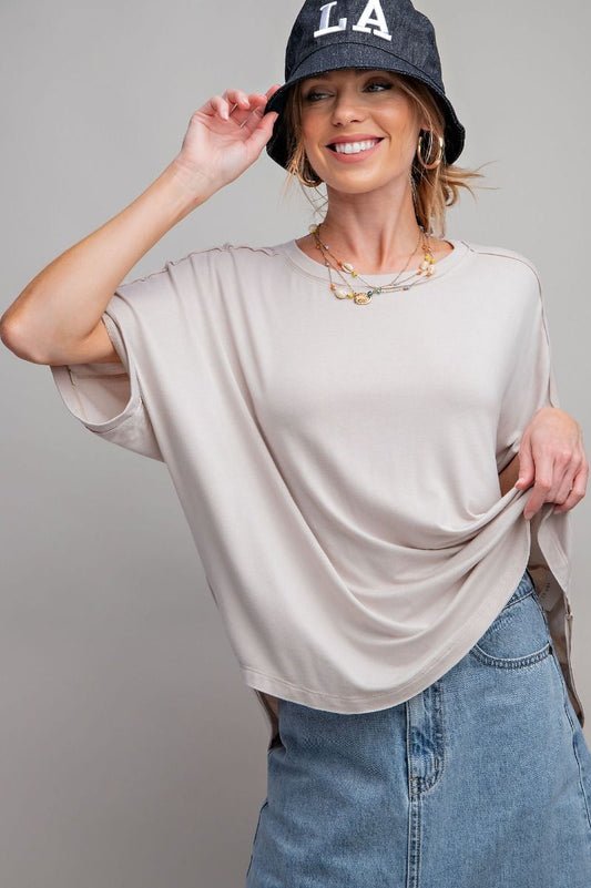 Easel Eggshell Short Sleeve Oversized Tee