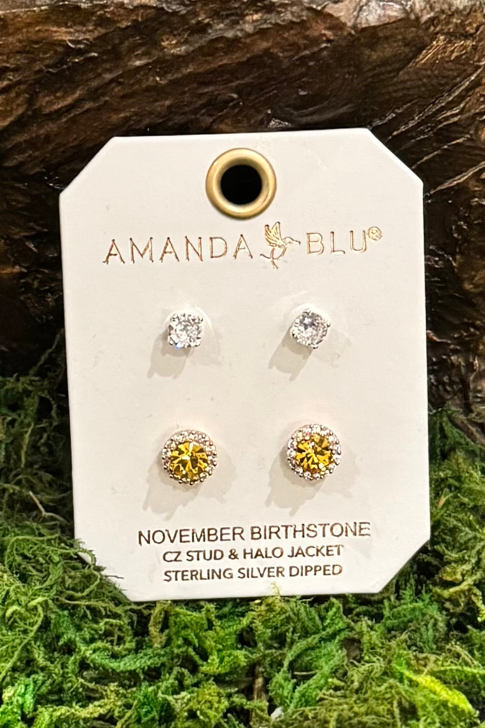 Birthstone Earrings with CZ Halo Jacket (Choose your Birth Month)
