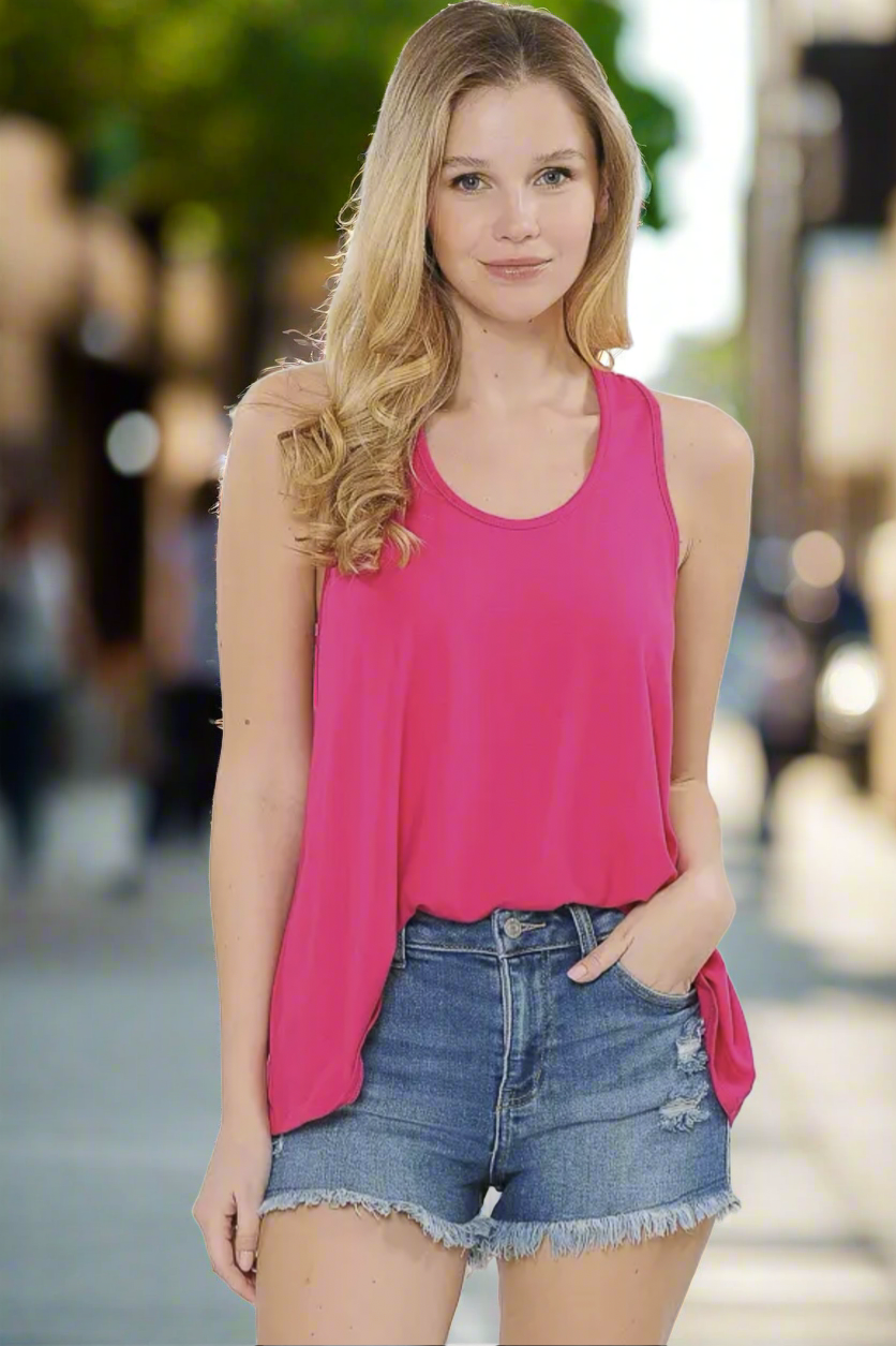 Racerback Flowy Tank Top in Hot Pink