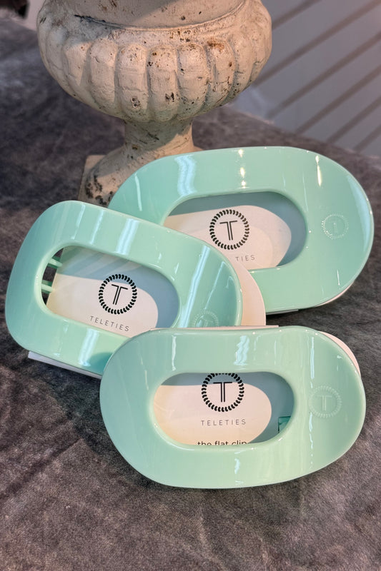 Teleties Mint Flat Round Hair Clips