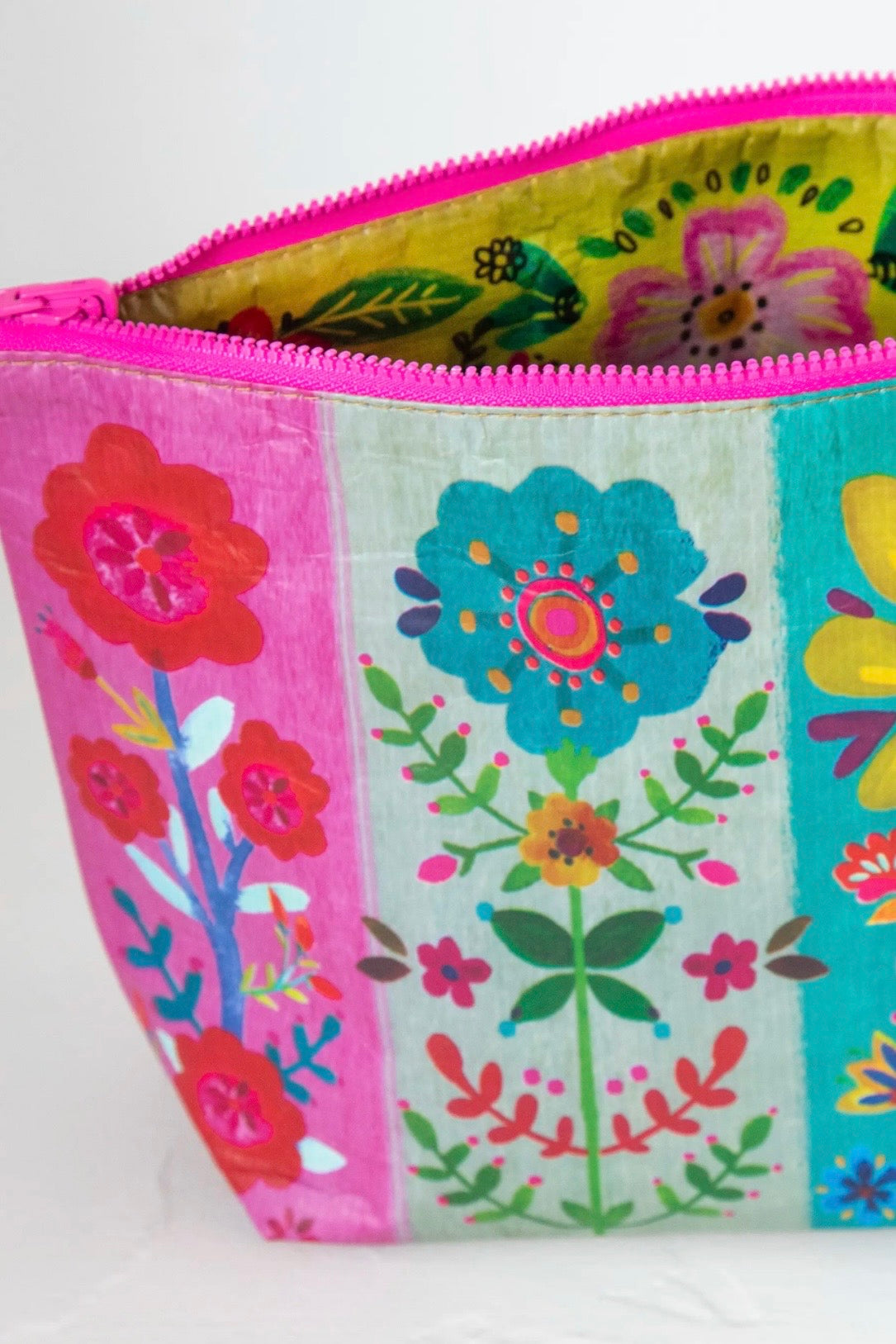 Natural Life Reversible Recycled Zippered Pouch- Rainbow Floral
