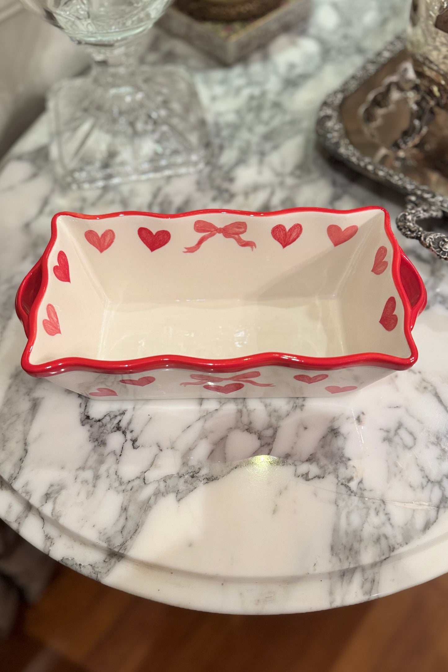 Hearts and Bows Rectangular Baking Dish
