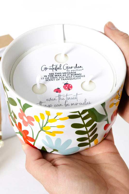 Miracles Wax Reveal Triple Wick Candle- Grateful Garden Collection