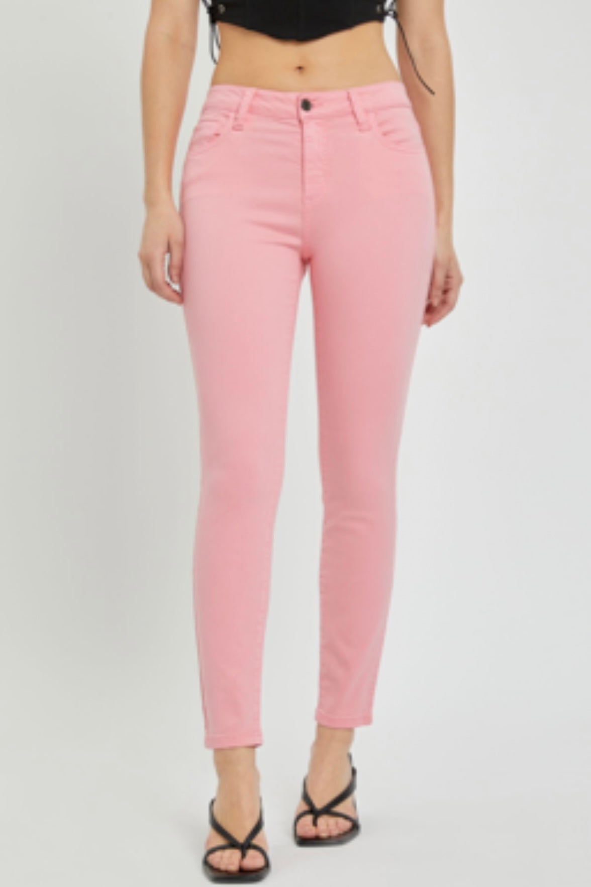 Cello Bubblegum Pink Mid Rise Crop Skinny