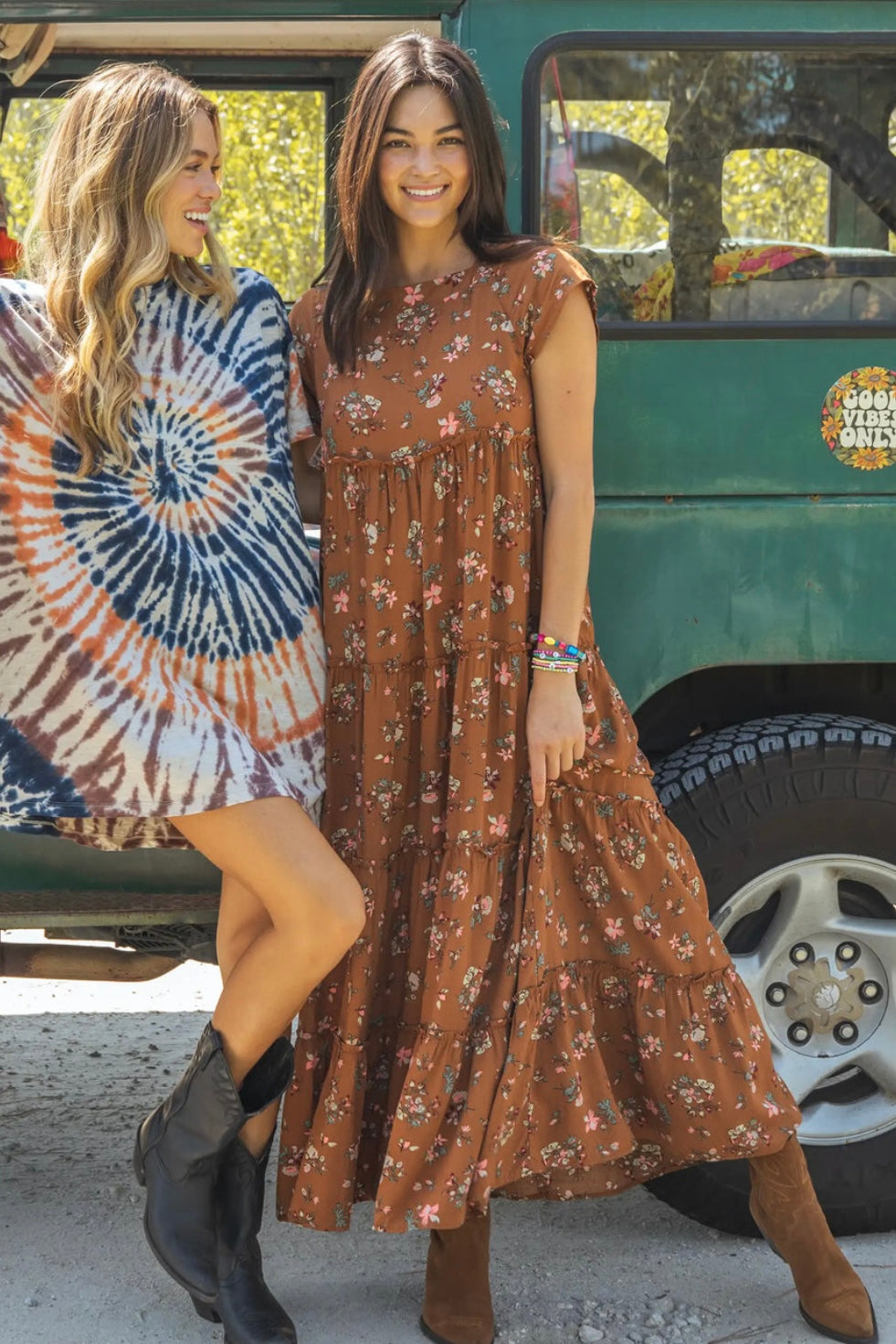 Natural Life Berkley Maxi Dress in Brown Bouquet