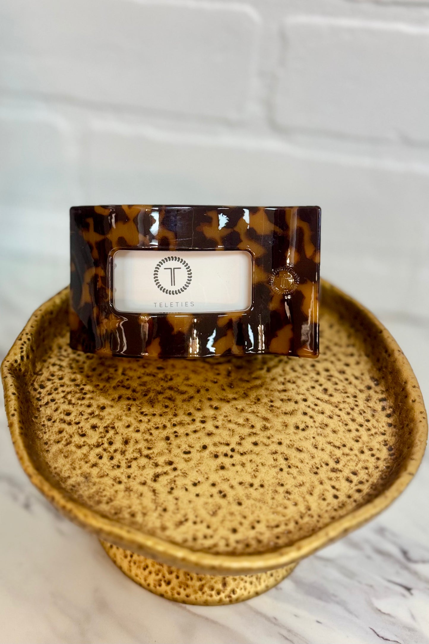 Teleties Dark Tortoise Rectangle Flat Hair Clip (Choose your size)