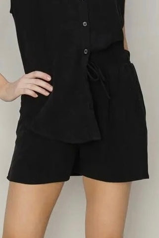 $12 SALE! Black Linen Blend Shorts REG. $26.99