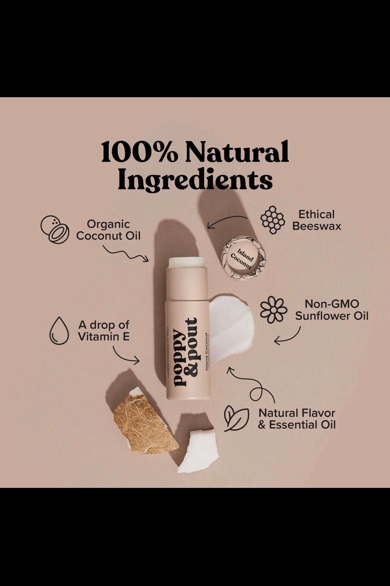 Poppy & Pout Island Coconut Premium Organic Lip Balm