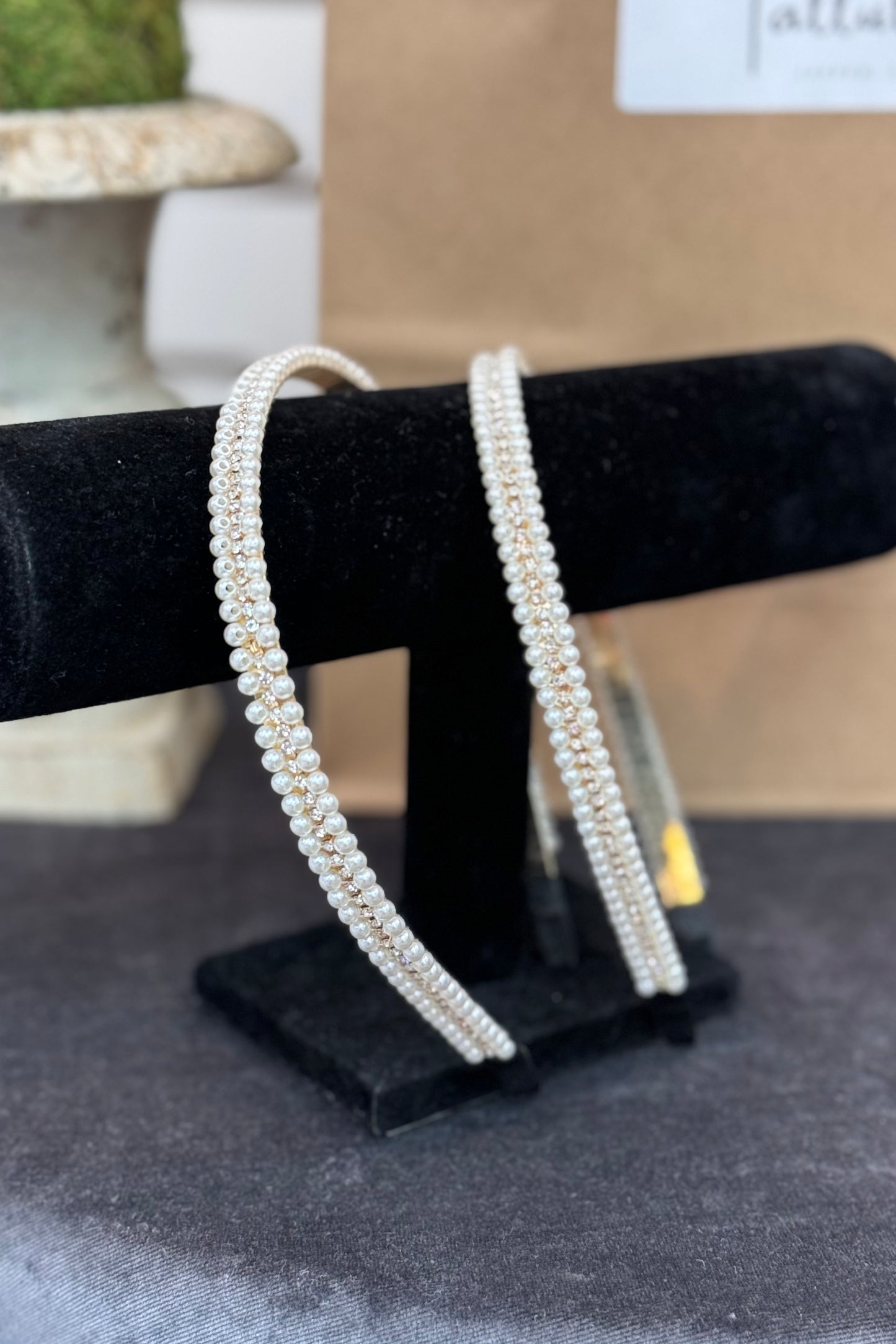 Mini Pearl and Rhinestone Headband