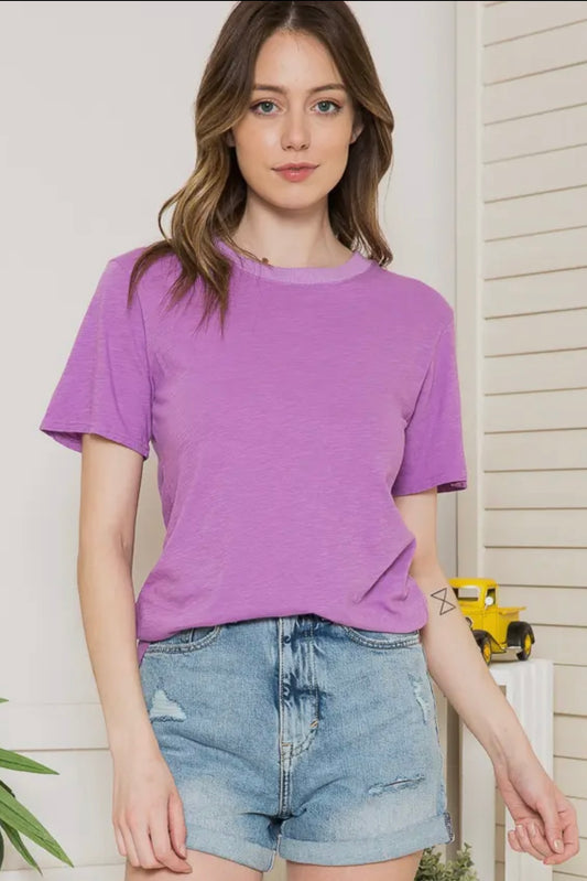 Heathered Orchid Short Sleeve Basic Tee