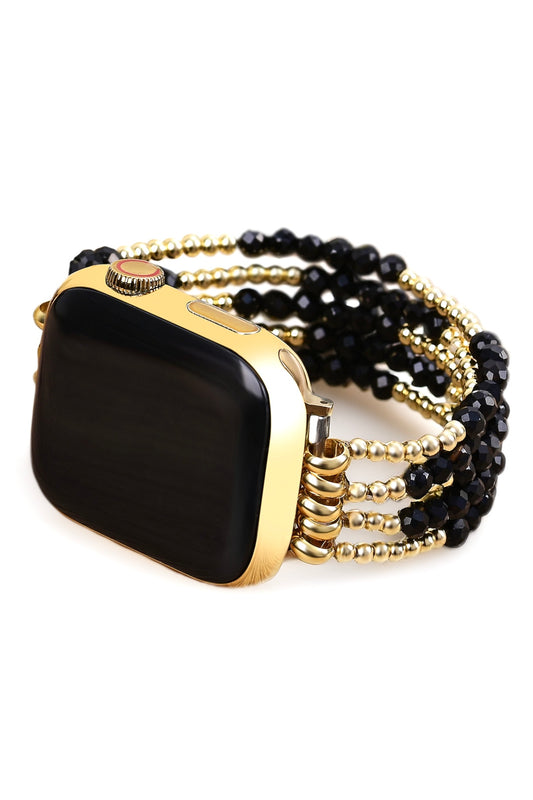 Cape Diablo Luxury Link Black and Gold Stack Bracelet Watch Strap for Apple Watch- Shine Bright Collection