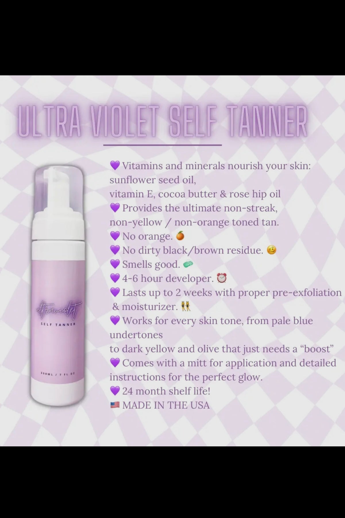 Ultraviolet Premium Self Tanning Foam (includes mitt for perfect application)