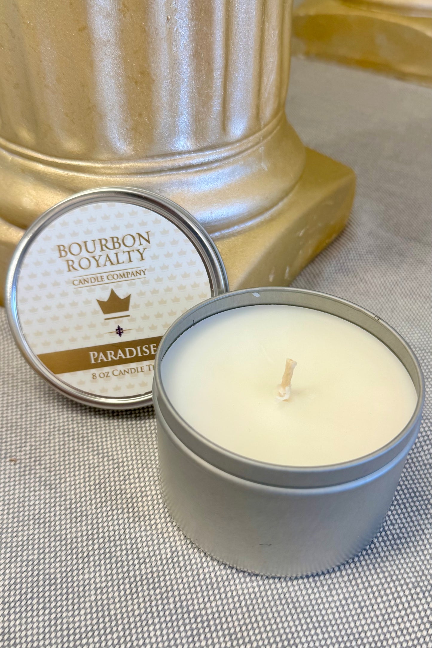 Bourbon Royalty 8 ounce Travel Tin Candle