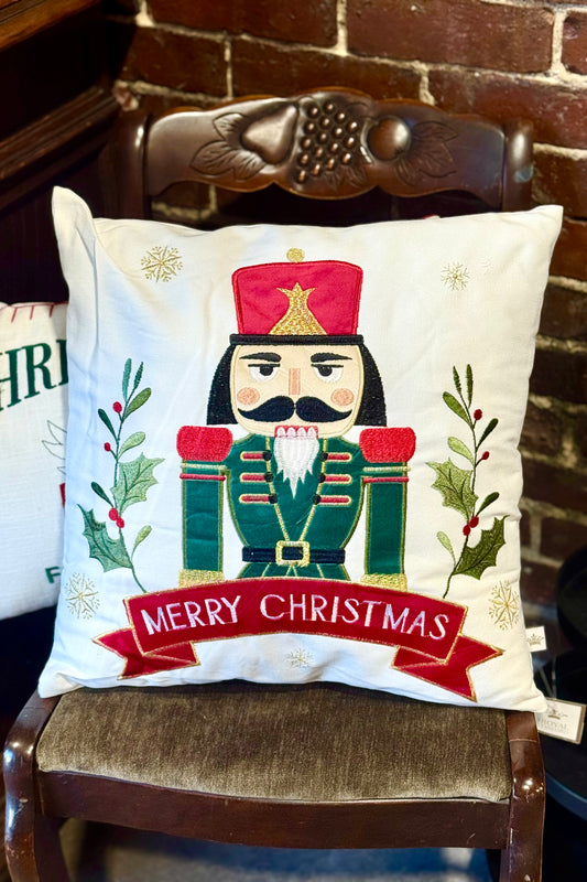 Merry Christmas Nutcracker Pillow