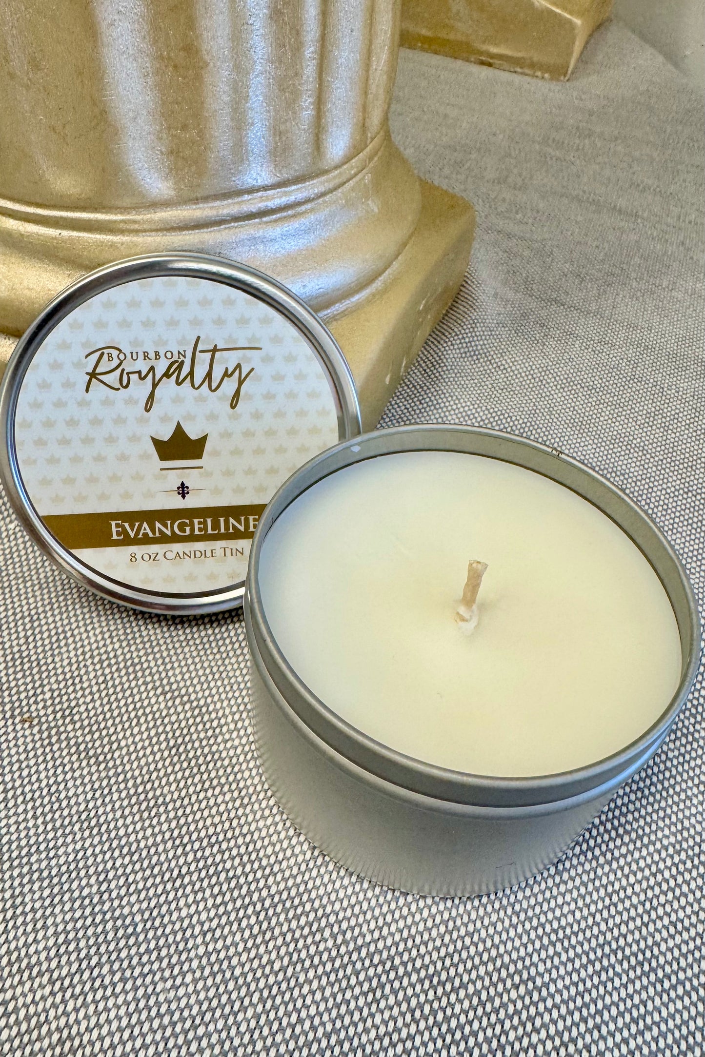 Bourbon Royalty 8 ounce Travel Tin Candle