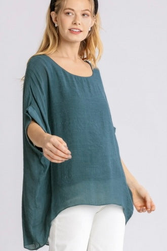 SALE! $20 Oversized Dolman Sleeve Blouse in Seaweed- reg. $36