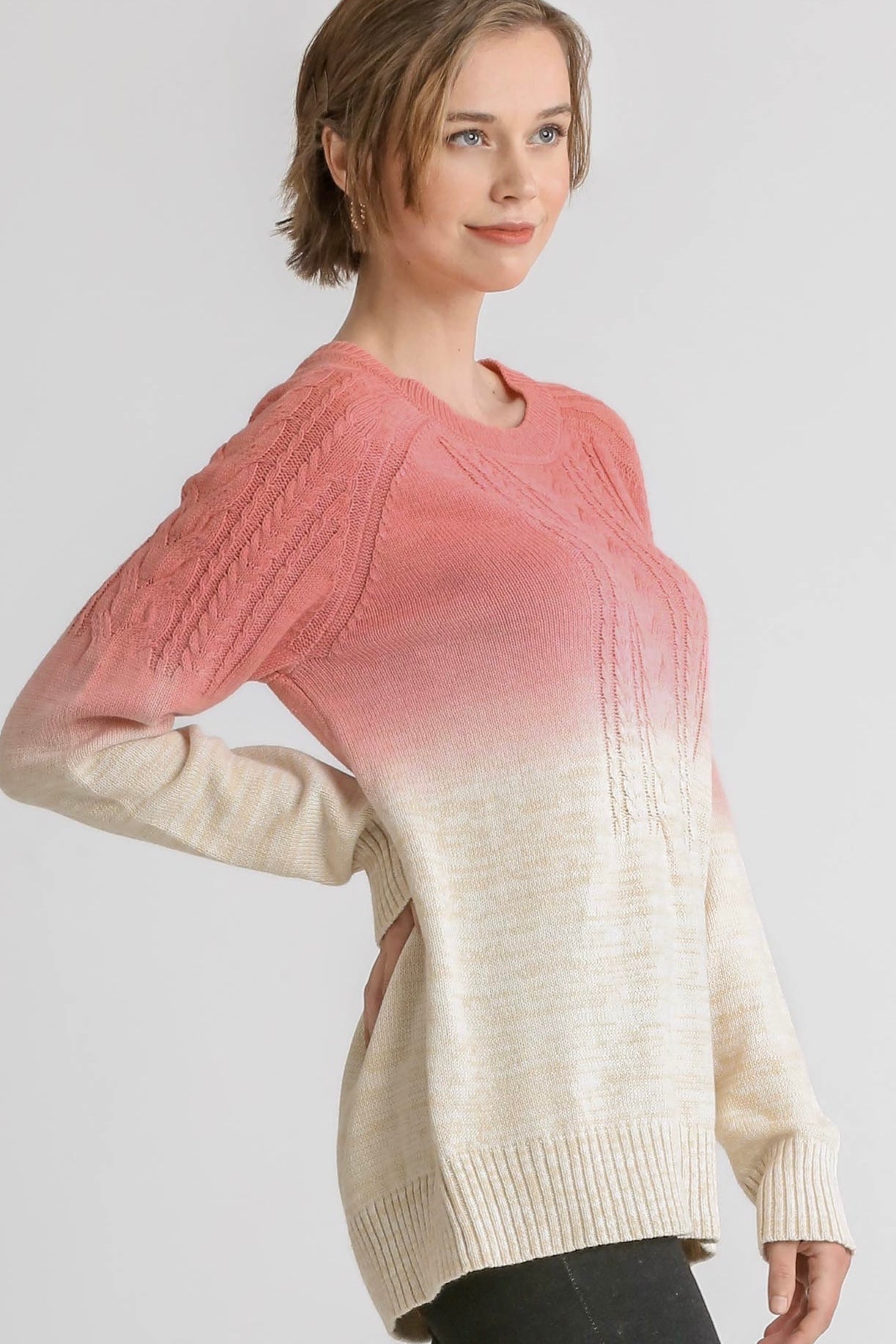 SALE! $24.99 Umgee Berry Ombré Cableknit Sweater- reg. $33.99