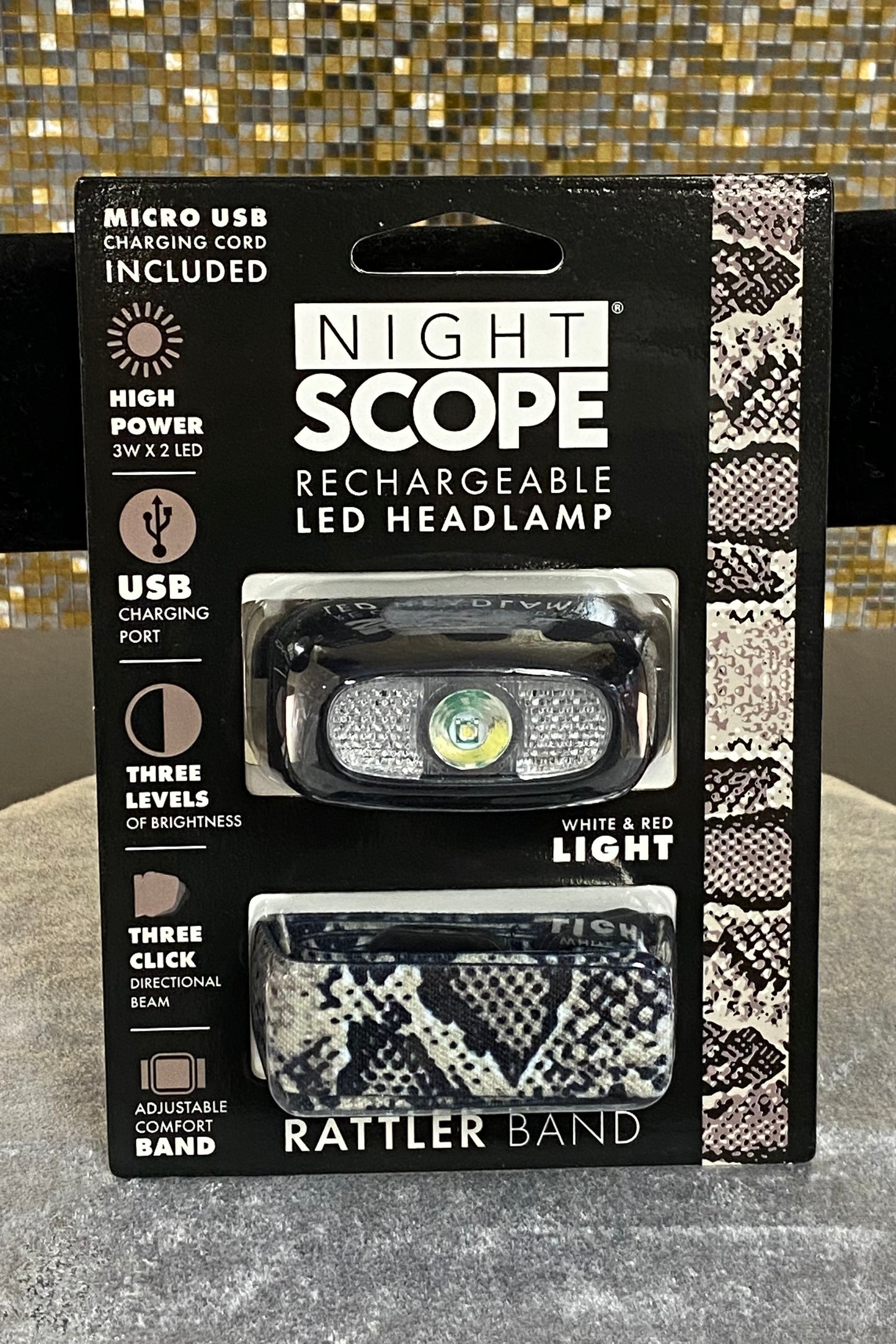 Night Scope Rechargeable LED Headlamp with your choice of 8 band designs