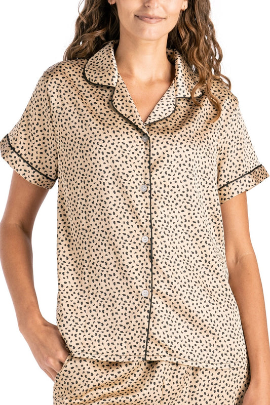 Hello Mello Ooh La Leopard Satin Lounge Top