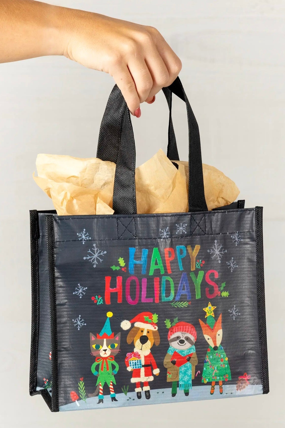 Medium Natural Life Happy Bag- Happy Holidays