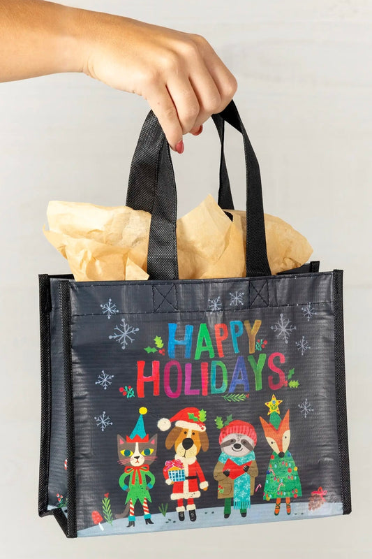 Medium Natural Life Happy Bag- Happy Holidays