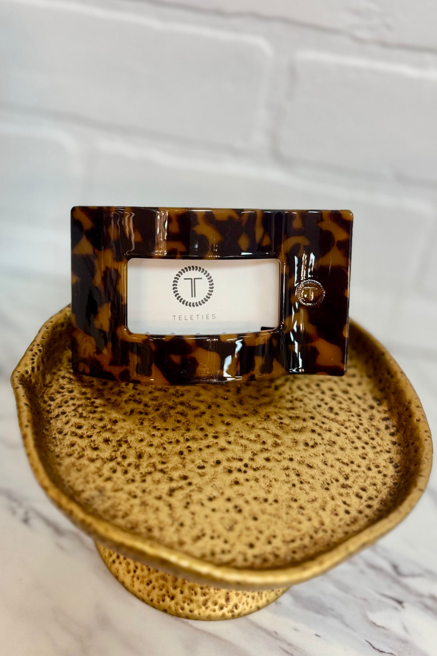 Teleties Dark Tortoise Rectangle Flat Hair Clip (Choose your size)