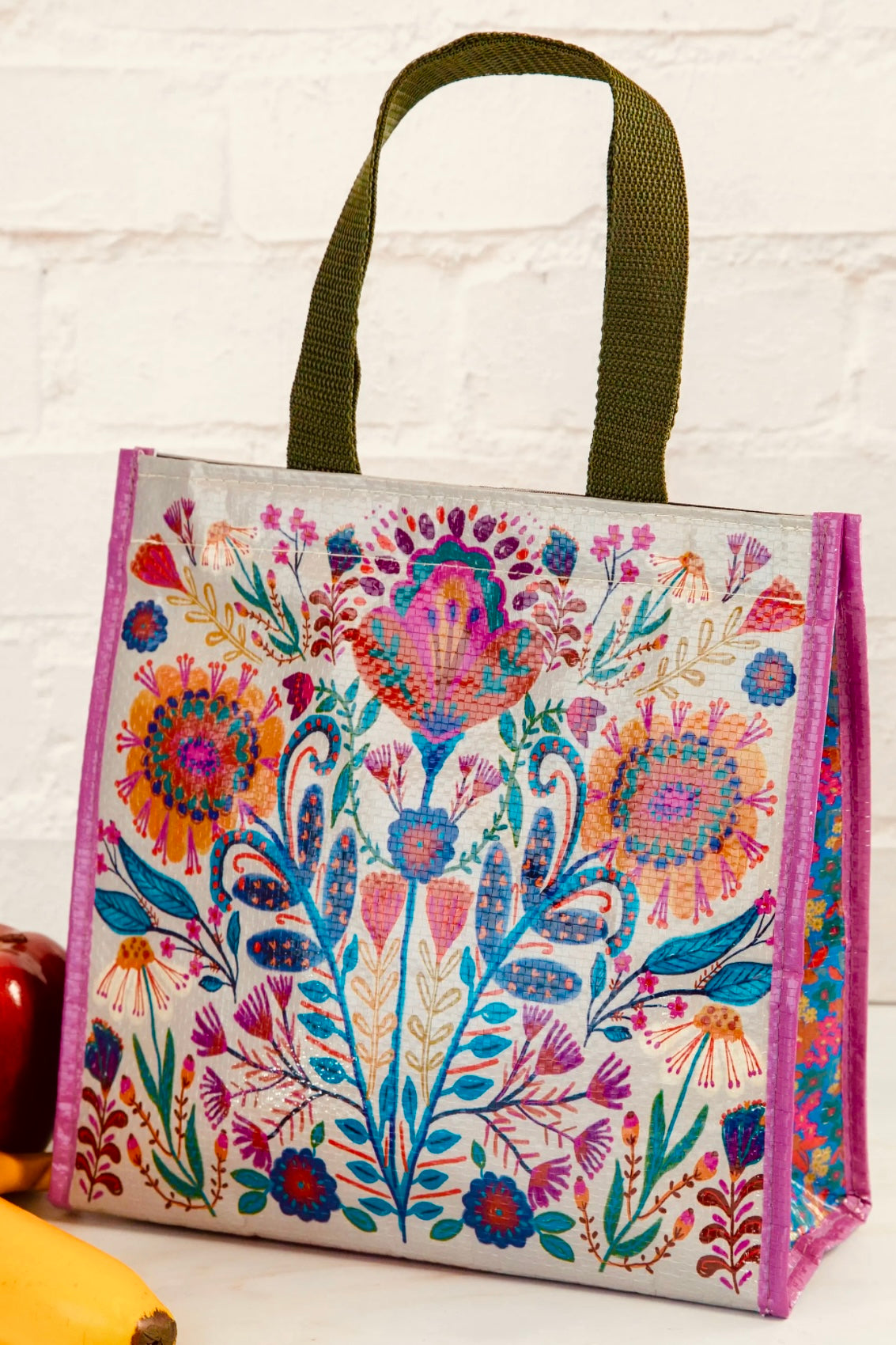 Natural Life Insulated Lunch Bag- Cream Folk Floral