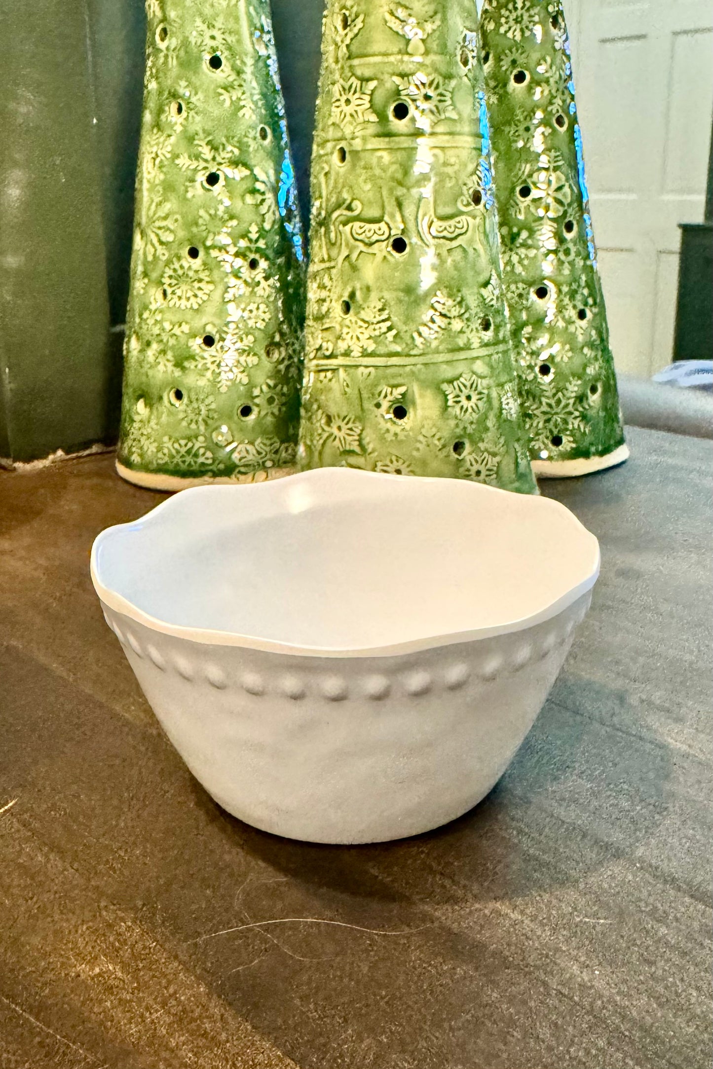 Beaded White Melamine Tidbit Bowl