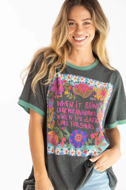 Natural Life Ringer Oversized Tee Shirt- When It Rains