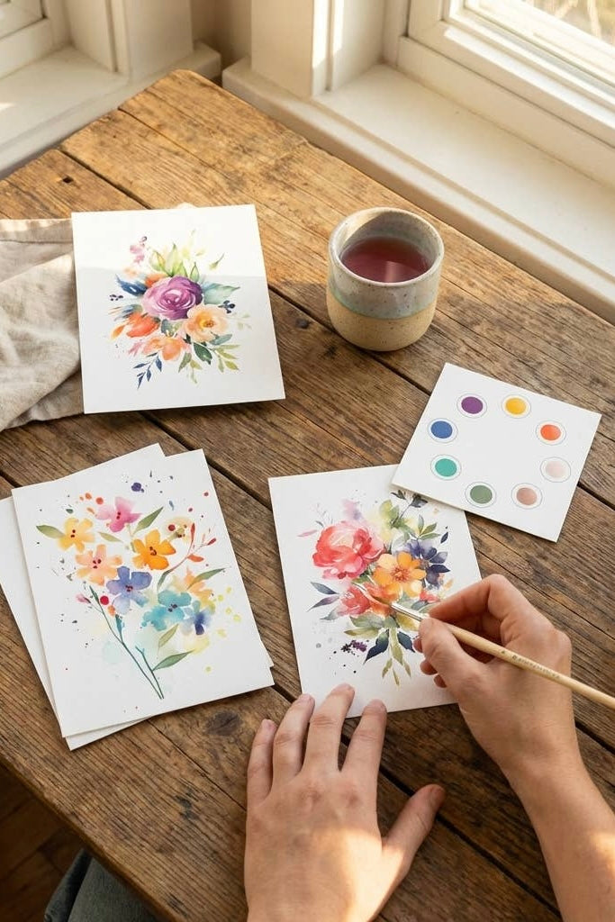 Breathe People Vibrant Botanicals All in One Watercolor Paint Set / Postcard Kit