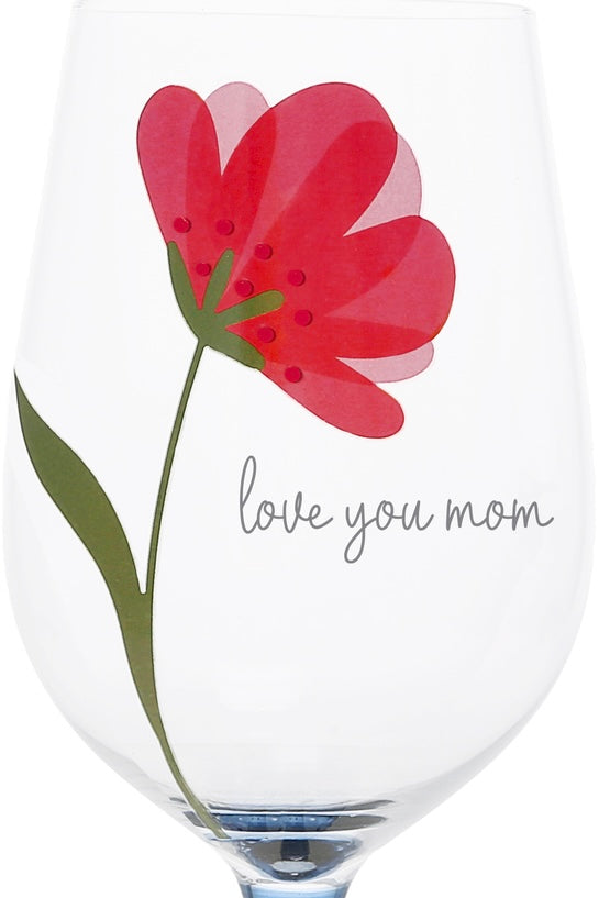 Love You Mom 16 oz Wine Glass