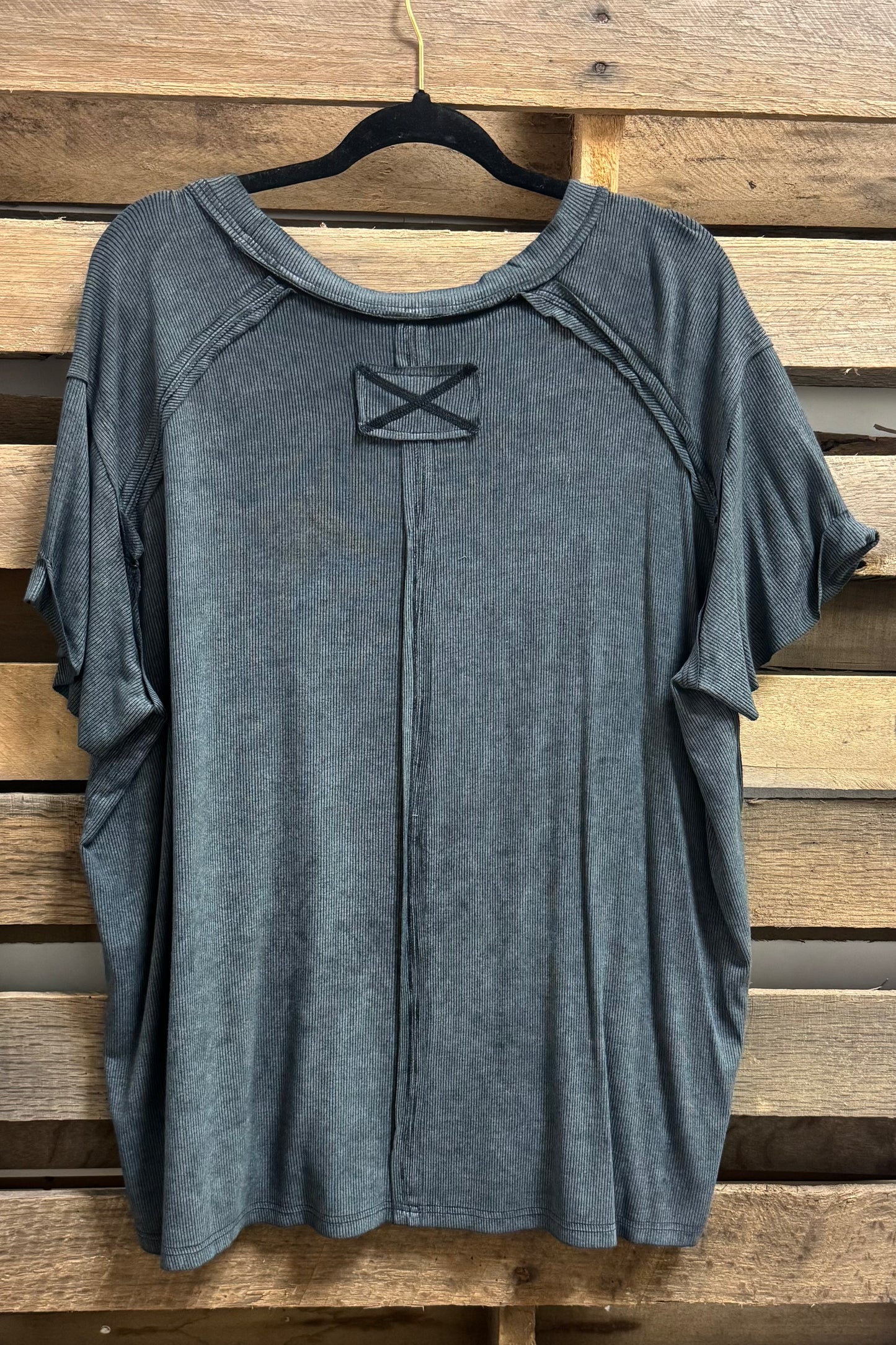 Plus Ash Black Mineral Washed Stretch Tee