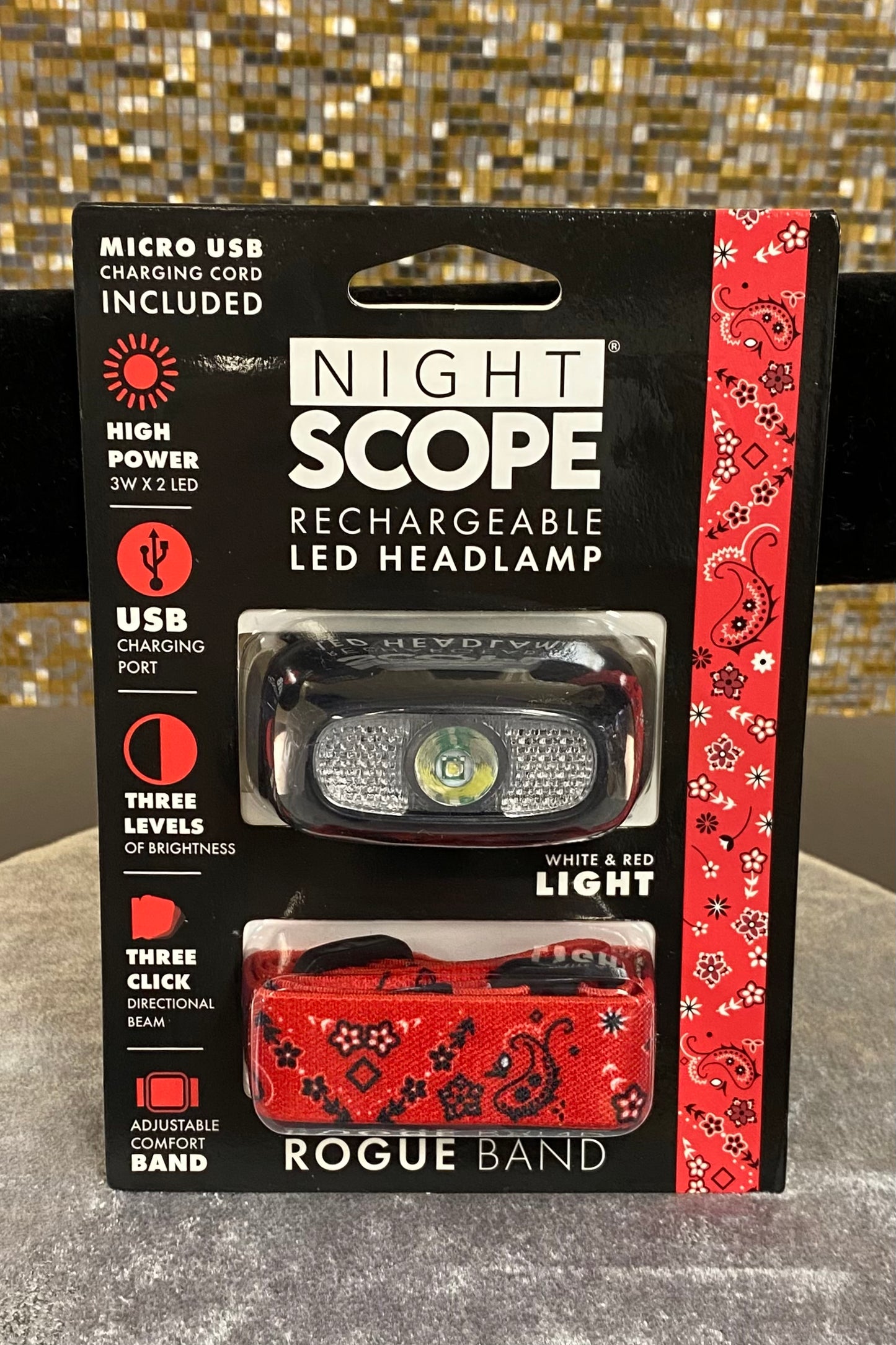 Night Scope Rechargeable LED Headlamp with your choice of 8 band designs