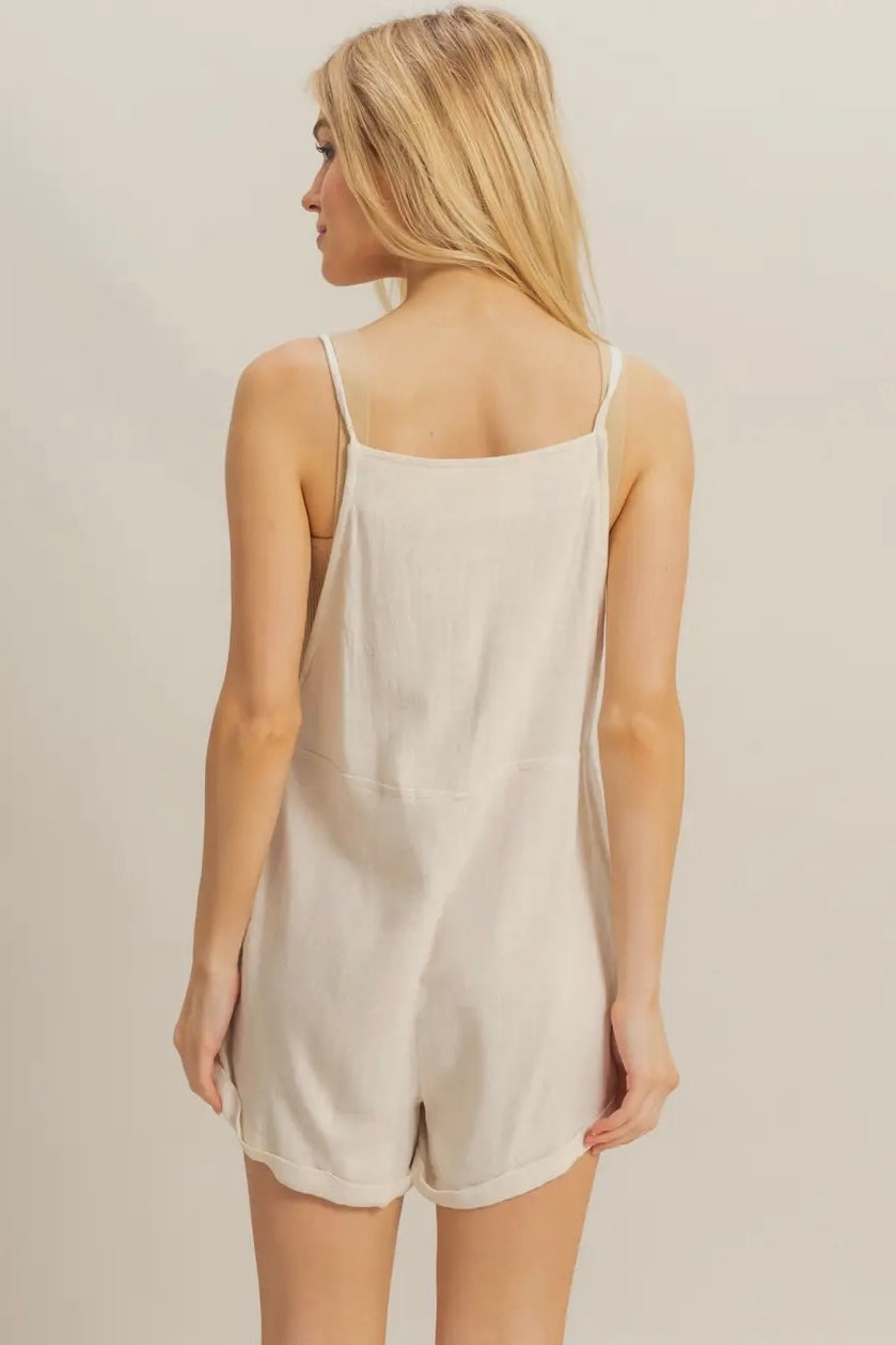 Oatmeal Linen Blend Romper