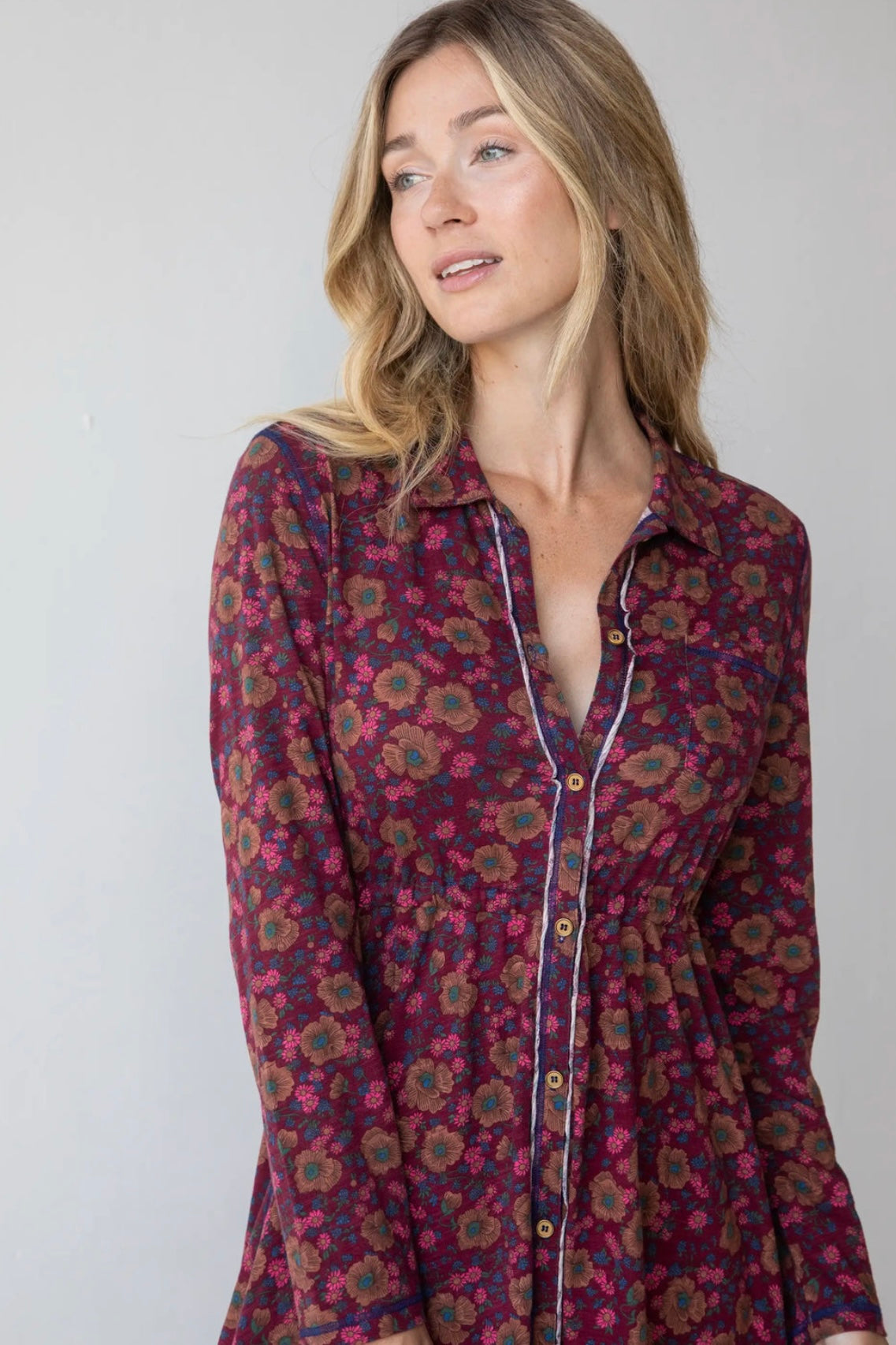 Natural Life Christa Cotton Midi Dress in Cranberry Brown Floral Small Natural Life Christa Cotton Midi Dress in Cranberry Brown Floral Small