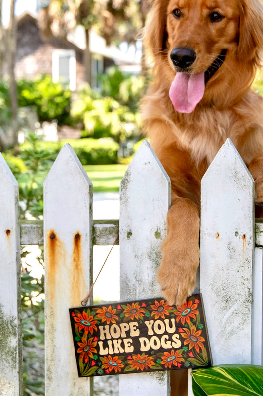 Natural Life Wooden Porch Sign Hope You Like Dogs