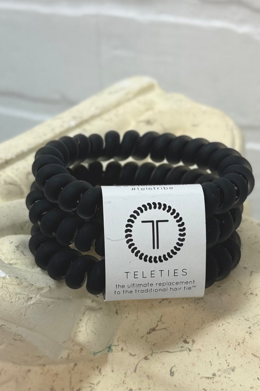 Teleties Spiral Hair Coils | Large | Black Matte Hair Ties