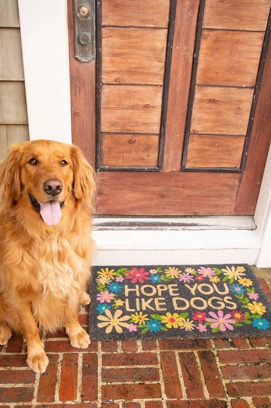 Natural Life Bungalow Doormat- Hope You Like Dogs Black