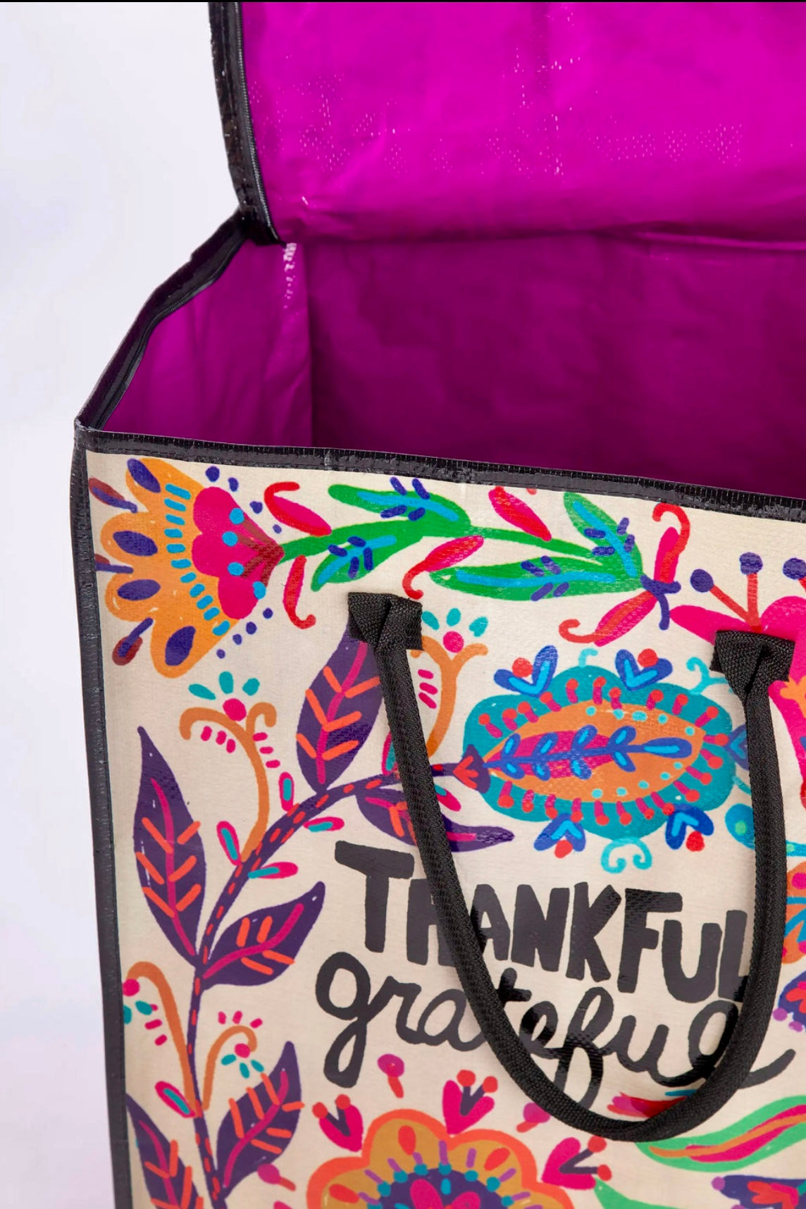 Natural Life XL Rolling Tote Bag - Thankful and Grateful