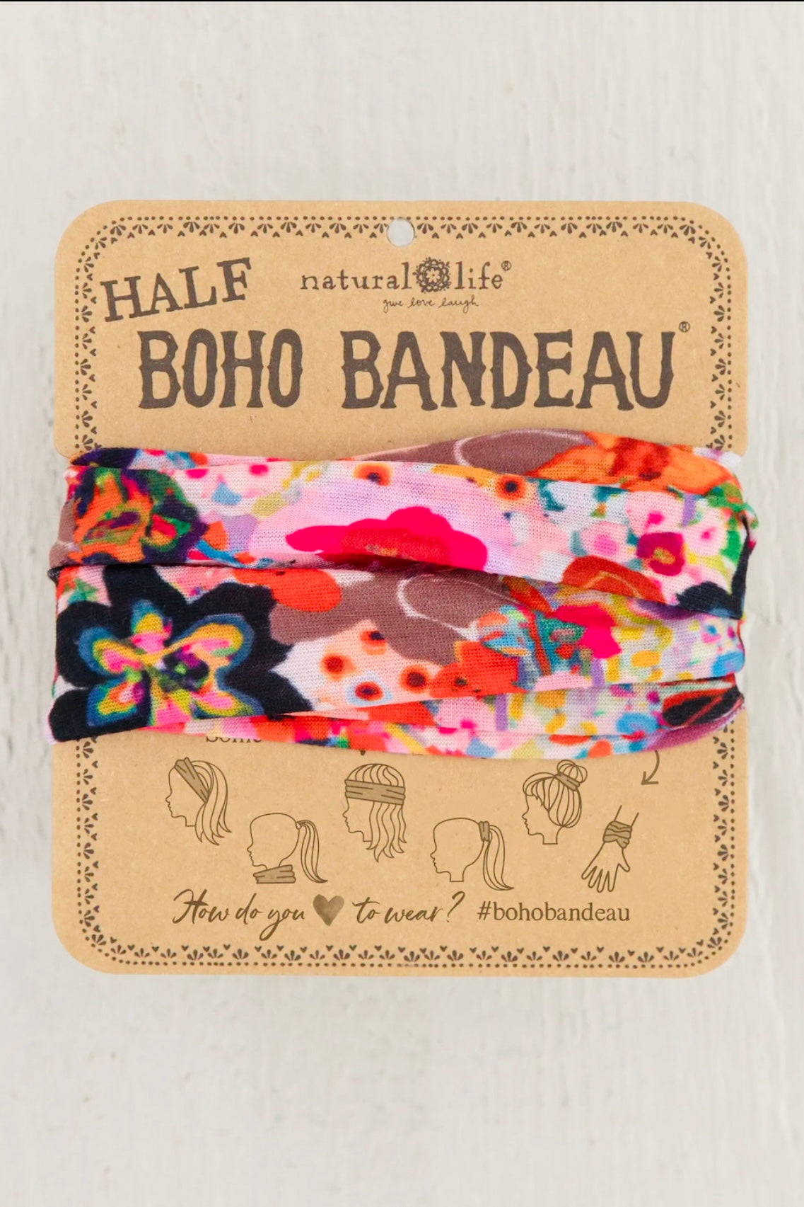 Natural Life Half Boho Bandeau Headband- Meadow Light Pink