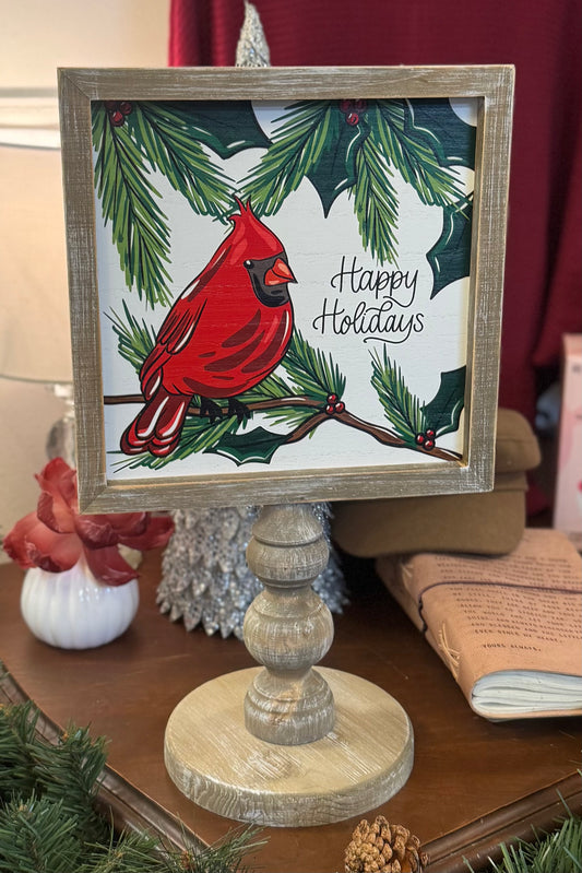 Happy Holidays Red Bird Stand by Glory Haus