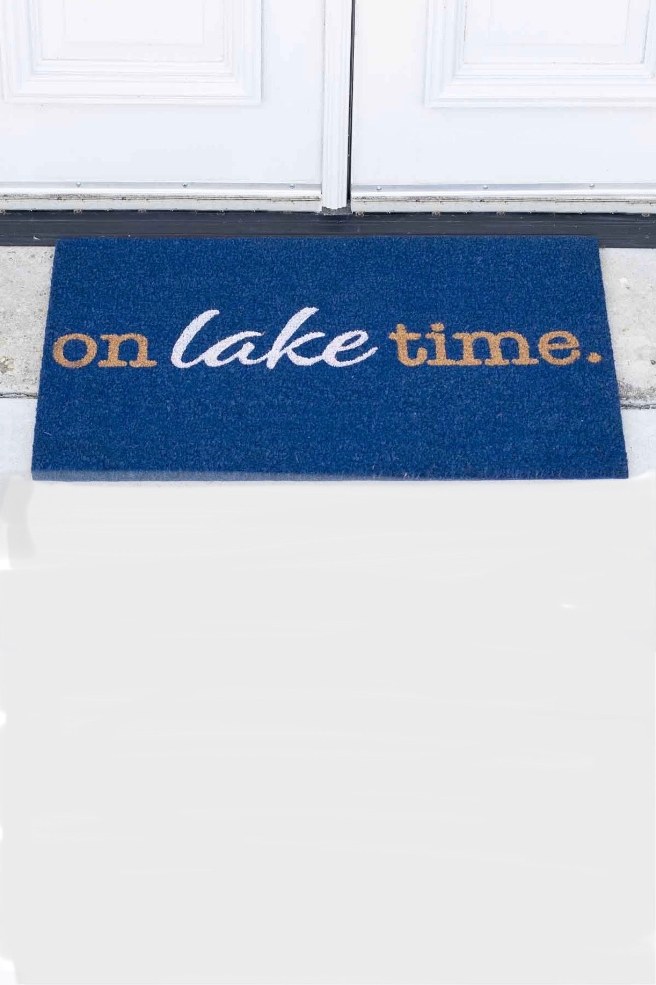 On Lake Time Coir Doormat 30 x 18 (Royal, White, & Natural)