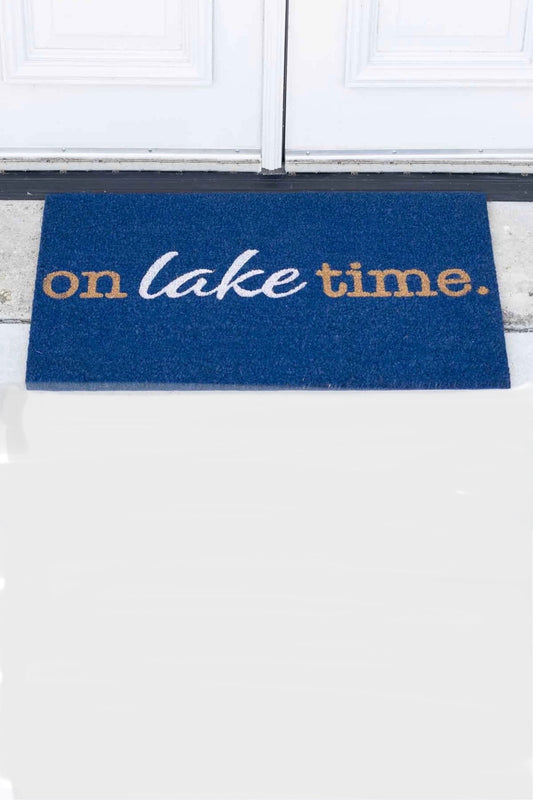 On Lake Time Coir Doormat 30 x 18 (Royal, White, & Natural)