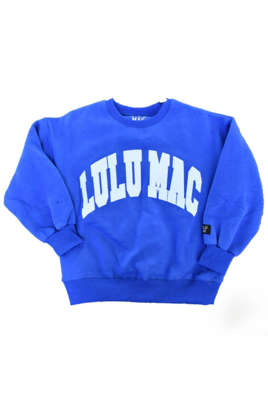 LULU MAC Sweatshirt- Royal Blue with White Embroidered Letters
