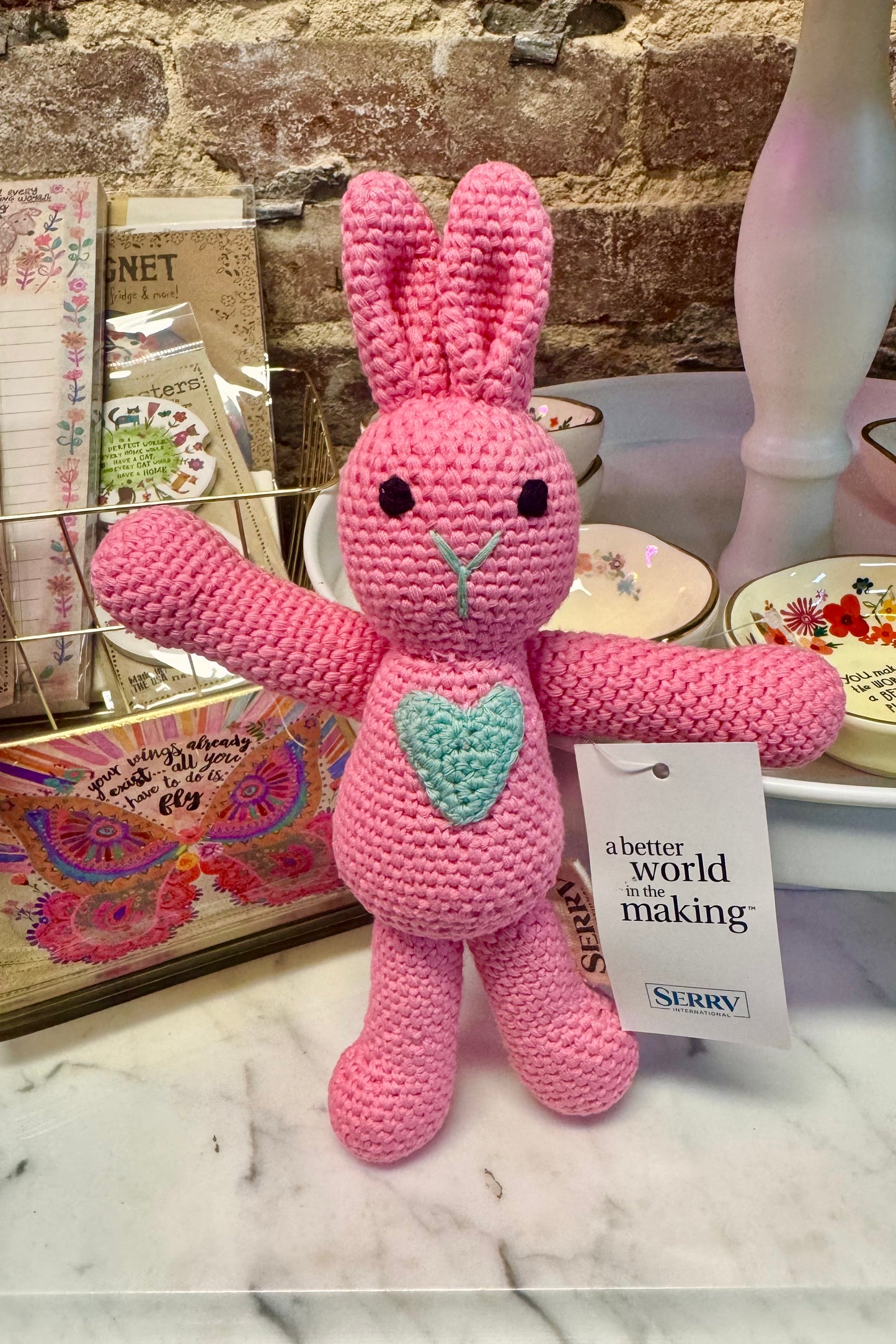 Hand Crocheted Pink Love Bunny