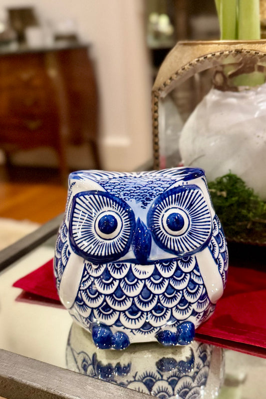 Blue Willow Style Owl