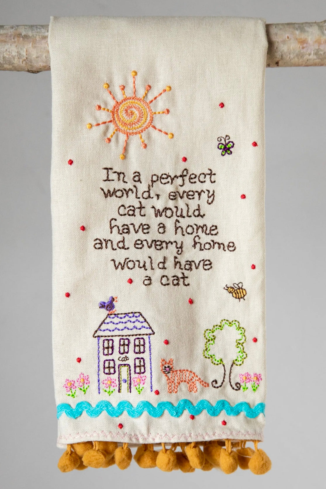 Natural Life Linen Hand Towel- Cat in a Perfect World