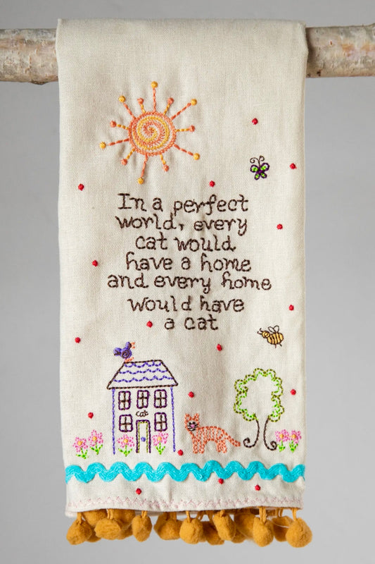 Natural Life Linen Hand Towel- Cat in a Perfect World