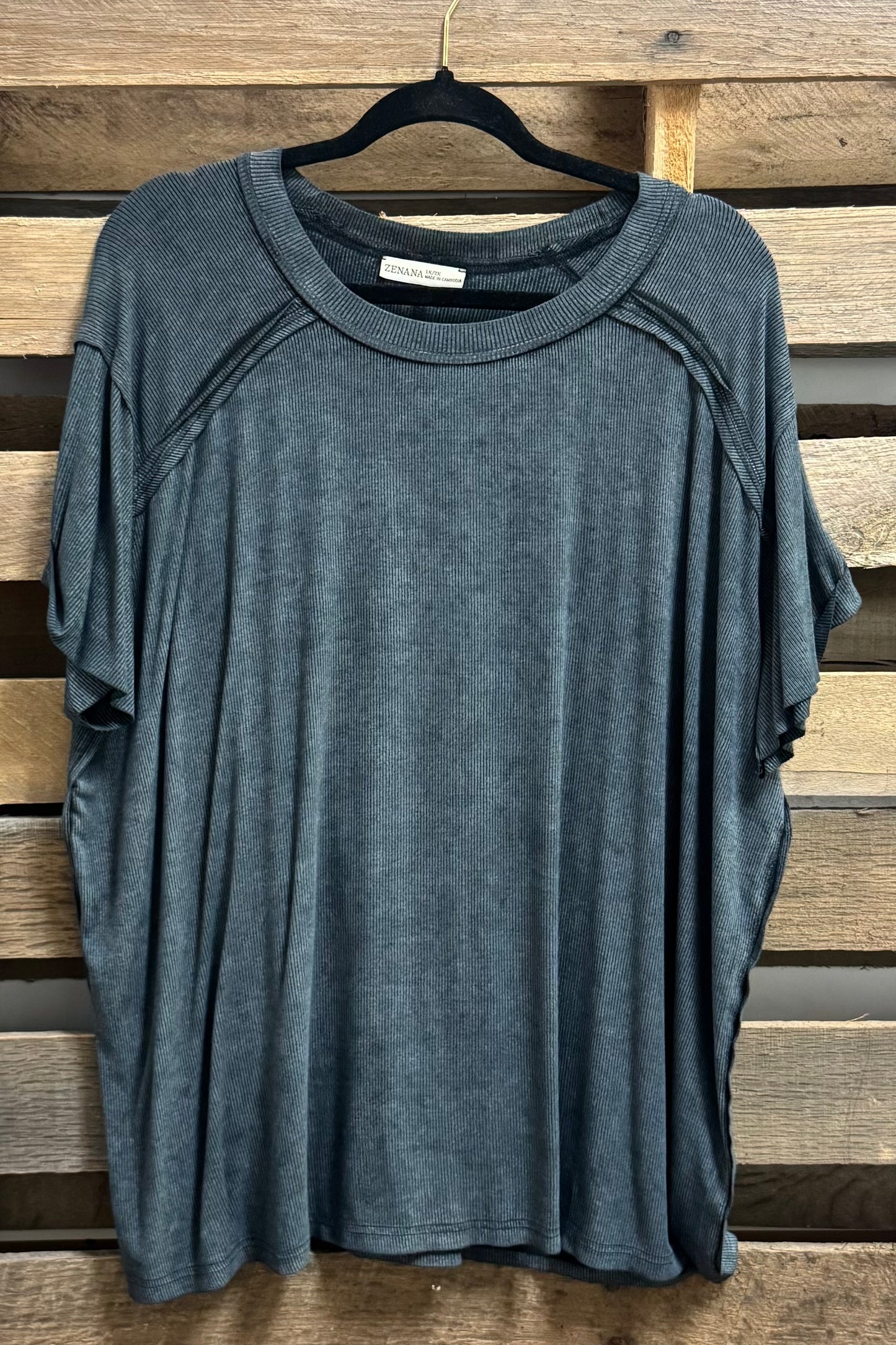 Plus Ash Black Mineral Washed Stretch Tee